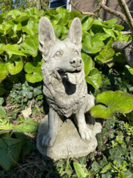 Burgess Sitting Alsatian Stone Statue Outdoor Garden British Made Dog Ornament - thumbnail 2