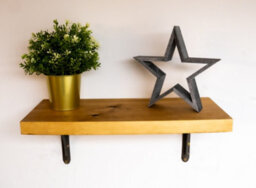 Off The Grain Wooden Wall Shelf,  Rugger Brown Rustic Shelf With Brackets, 150Cm (L) - thumbnail 4
