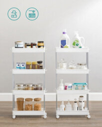 Songmics 4 Tier Plastic Mobile Shelf, Slim Space Saving Organizer, For Small Spaces, Kitchen, Bathroom, Office - thumbnail 9