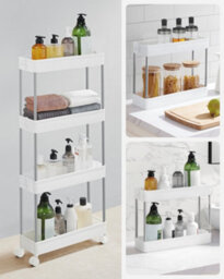 Songmics 4 Tier Plastic Mobile Shelf, Slim Space Saving Organizer, For Small Spaces, Kitchen, Bathroom, Office - thumbnail 8