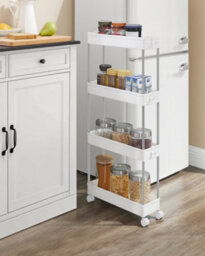 Songmics 4 Tier Plastic Mobile Shelf, Slim Space Saving Organizer, For Small Spaces, Kitchen, Bathroom, Office - thumbnail 5