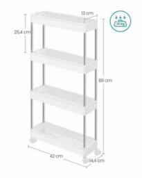 Songmics 4 Tier Plastic Mobile Shelf, Slim Space Saving Organizer, For Small Spaces, Kitchen, Bathroom, Office - thumbnail 6