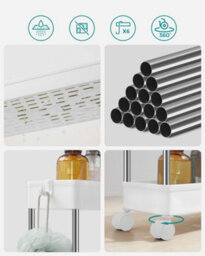 Songmics 4 Tier Plastic Mobile Shelf, Slim Space Saving Organizer, For Small Spaces, Kitchen, Bathroom, Office - thumbnail 4