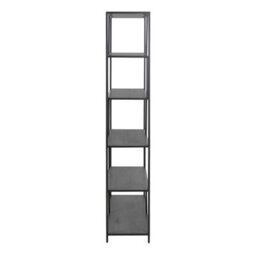 Furniture To Go Seaford Black Metal Large Asymmetrical Bookcase With 5 Black Shelves - thumbnail 3