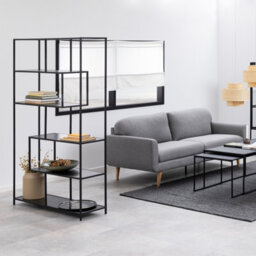Furniture To Go Seaford Black Metal Large Asymmetrical Bookcase With 5 Black Shelves - thumbnail 6