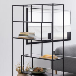 Furniture To Go Seaford Black Metal Large Asymmetrical Bookcase With 5 Black Shelves - thumbnail 7