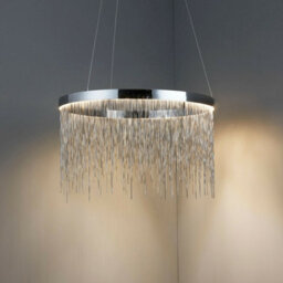 Led Ceiling Pendant Light 30W Warm White Chrome & Silver Chain Luxury Lamp - thumbnail 4