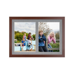 AK Frames 20X14 Rose Wood Modern Multi Photo Frame With Mid Grey Mount - Holds 2 Apertures (2X) A4 Photos - thumbnail 1