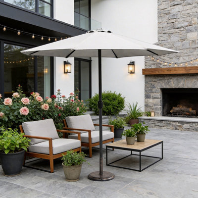 Abrihome Garden Parasol With Double Vent, Garden Umbrella Coated Waterproof Fabric, Sturdy Iron Pole, Ideal For Patio, Beige - image 1