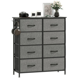 Homcom Fabric Chest Of Drawers, 8 Drawer Dresser For Bedroom, Charcoal Grey - thumbnail 2