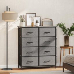 Homcom Fabric Chest Of Drawers, 8 Drawer Dresser For Bedroom, Charcoal Grey