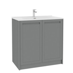 Royal Bathrooms Elmore 800mm Traditional Floor Standing 2 Door Bathroom Vanity Unit With Ceramic Basin Sink - Matt Pebble Grey - thumbnail 6