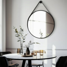Artloge 80Cm Large Hanging Circle Mirror Wall Decor Aluminum Frame Round Mirrors Bathroom Bedroom, Black - thumbnail 7