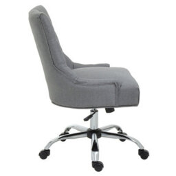 Orsina Grey Fabric And Chrome Base Home Office Chair, Tufted Diamond Back High Back Desk Chair - thumbnail 3