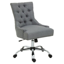 Orsina Grey Fabric And Chrome Base Home Office Chair, Tufted Diamond Back High Back Desk Chair - thumbnail 4