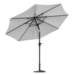 Living And Home 3M Large Garden Led Parasol Outdoor Beach Umbrella Sun Shade Crank Tilt With Round Resin Base, Light Grey - thumbnail 5