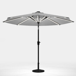 Living And Home 3M Large Garden Led Parasol Outdoor Beach Umbrella Sun Shade Crank Tilt With Round Resin Base, Light Grey - thumbnail 4