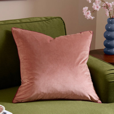 furn. Furn Meridian Plain Velvet Piped Polyester Filled Cushion, Slipper/burgundy, 55 X 55Cm - image 1
