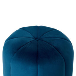 Wyld And Coco Blue Velvet Round Pouffe Footstool - Compact Elegant Accent Seating (W40 X D40 X H46Cm) - thumbnail 4