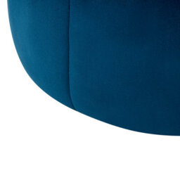 Wyld And Coco Blue Velvet Round Pouffe Footstool - Compact Elegant Accent Seating (W40 X D40 X H46Cm) - thumbnail 6