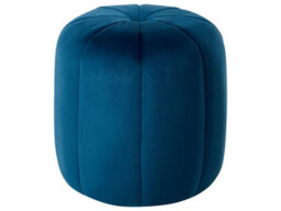 Wyld And Coco Blue Velvet Round Pouffe Footstool - Compact Elegant Accent Seating (W40 X D40 X H46Cm) - thumbnail 1