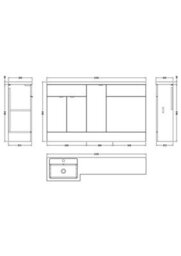 Hudson Reed Fusion Floor Standing Left Hand Combination Stylish Vanity Unit With Basin, Bleached Oak, 1500mm - thumbnail 3