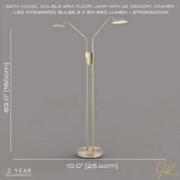 Happy Homewares Double Arm Nickel Floor Lamp With Dimmer And Colour Control Warm-Cool White - thumbnail 6
