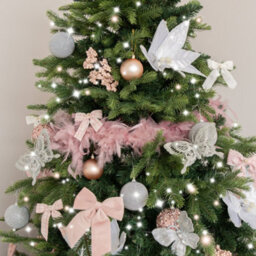 Melody Maison Set Of 6 Small Pink Tartan Boucle Jewelled Christmas Bow Decorations - thumbnail 4