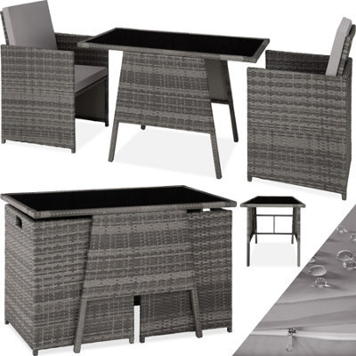 Tectake Garden Furniture Set Lausanne - 2 Chairs, 1 Table, Bistro Set, Weather Resistant - Grey - image 1