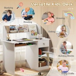 Gainoom Kids White Study Desk Multifunctional Student Desk For Boys And Girls Aged 3-6 Years Old - thumbnail 8