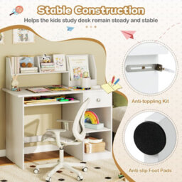 Gainoom Kids White Study Desk Multifunctional Student Desk For Boys And Girls Aged 3-6 Years Old - thumbnail 7