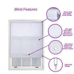 FURNISHED Trimmable Roller Blind With Triple Diamond Chrome Eyelet And Metal Fittings - Dark Grey Daylight Shade (W)235Cm X (L)210Cm - thumbnail 3