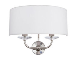 Anson Lighting Eureka 2Lt Wall Light Finished In Bright Nickel Plate And Vintage White Fabric - thumbnail 9