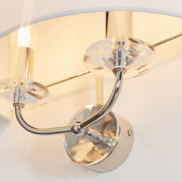 Anson Lighting Eureka 2Lt Wall Light Finished In Bright Nickel Plate And Vintage White Fabric - thumbnail 6