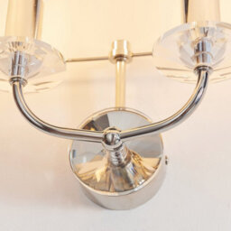 Anson Lighting Eureka 2Lt Wall Light Finished In Bright Nickel Plate And Vintage White Fabric - thumbnail 7