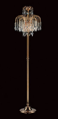 Luminosa Lighting Luminosa Shower 3 Light Gold Floor Lamp With Heritage Prism Crystals - image 1