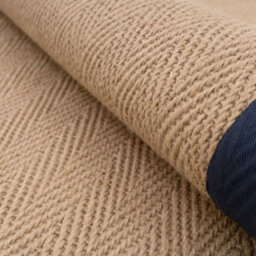 Loomed Beige Natural Jute Herringbone Pattern Non Slip Navy Border Rug 70Cm X 240Cm - thumbnail 6