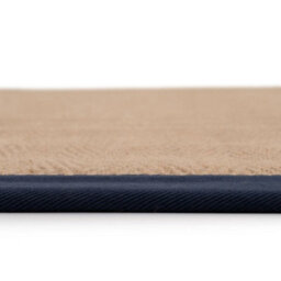 Loomed Beige Natural Jute Herringbone Pattern Non Slip Navy Border Rug 70Cm X 240Cm - thumbnail 4