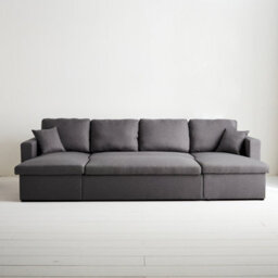 Sweeek - 4-Seater Panoramic Sofa Bed In Fabric Urban Charcoal Grey 281X142X86 Cm - thumbnail 2