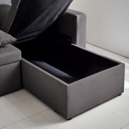 Sweeek - 4-Seater Panoramic Sofa Bed In Fabric Urban Charcoal Grey 281X142X86 Cm - thumbnail 4