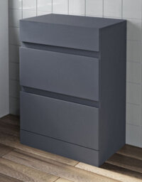 Affine 600mm Bathroom Countertop Vanity Drawer Unit Floor Standing Grey Gloss - thumbnail 1