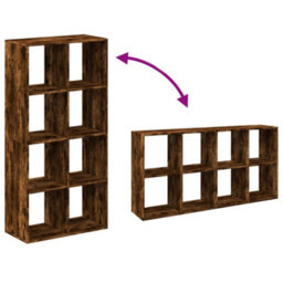 Berkfield Room Divider Bookcase Smoked Oak 69.5X29X137.5 Cm Engineered Wood - thumbnail 8