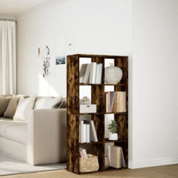 Berkfield Room Divider Bookcase Smoked Oak 69.5X29X137.5 Cm Engineered Wood - thumbnail 4