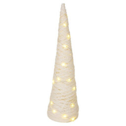 Urbn-Living Urbnliving 60Cm Led Light Up Christmas Tree White With Glitter Single Cone Pyramids Glitter Fairy Lights Ornament - thumbnail 6