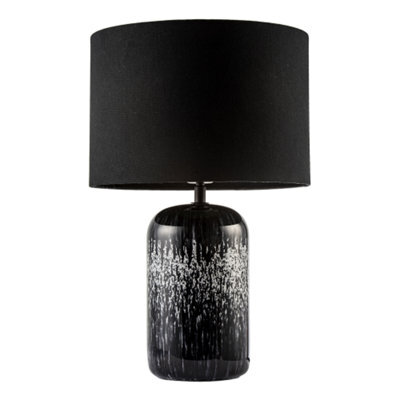 Happy Homewares Modern Black And White Marble Drip Snowflake Glass Lamp With Shade - image 1