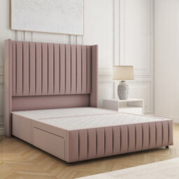 Bsspoke Luna Divan Bed Pink Plush Velvet 54Inch Headboard & Footboard 2 Drawers Footend & No Mattress In 4Ft 4Ft6 5Ft 6Ft - thumbnail 2