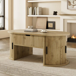 Matteo Modern Height-Adjustable Coffee Table With Storage - Natural Wood - thumbnail 9