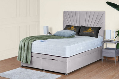 UKBEDFURNITURE Sunrise Plush Silver End Opening Divan Ottoman Bed With 54 Inch Headboard - image 1