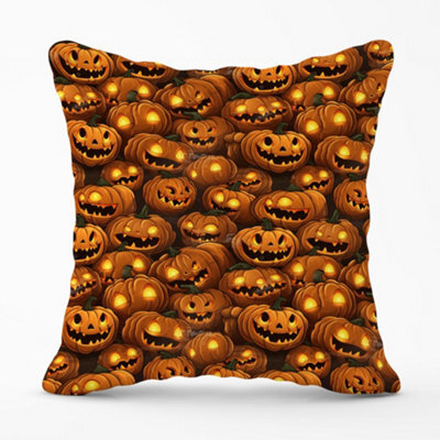 Warren Reed Designer Grinning Lanterns Pumpkins With Glowing Eyes Cushions 60Cm X 60Cm - image 1