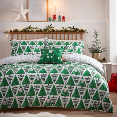 Furn. Hide And Seek Santa Christmas Reversible Duvet Cover Set, Toddler/junior, Green - image 1